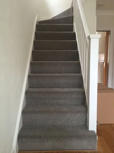 Grey twist carpet, staircase